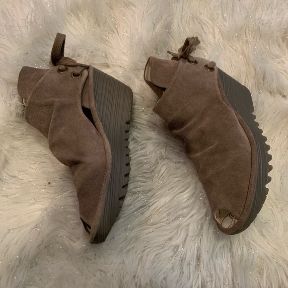 Fly London Yema Open Toe Suede Wedge - Picture 7 of 14